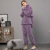 Damen Winter Warm Weich Samt Pyjama Hose Set