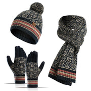 Winter Schneeflocke Strickmütze Schal Handschuhe 3PCS Set