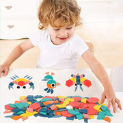 180 Stück hölzerne Tangram Puzzle Spielzeug Kinder pädagogische Montessori