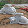 Garten Schlafender Engel Hund Katze Kunstharz Statue Outdoor Dekoration