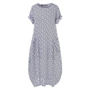 Womens Summer Dot Short Sleeve Loose Casual Long Dress
