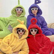 Unisex Erwachsene Teletubbies Flanell einteilige Pyjamas niedlich Cartoon Hooded Homewear