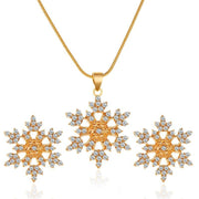 Schneeflocke Temperament Exquisite Voll Diamant Halskette Ohrringe Set