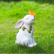 Kaninchen Gartenstatuen aus Harz mit Solarlampe