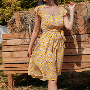 Sommer Frauen Slim Fit Floral Print Mini Casual Kurzes Kleid
